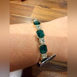 Anne Klein Gold-Tone Bracelet with Emerald Green and Clear Stones